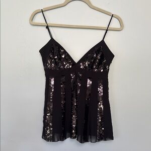 BCBGMaxAzria Black Sequin Top